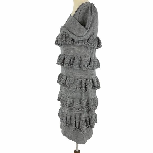Anthropologie Leifsdottir Wool Blend Tiered Dress Gray Women's Size Large - Picture 9 of 11